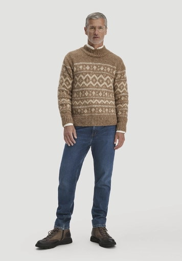 Strick Pullover Relaxed mit Rollkragen aus Alpaka und Bio-Baumwolle - 1