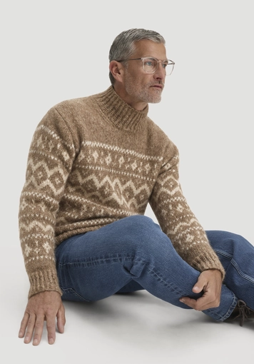 Strick Pullover Relaxed mit Rollkragen aus Alpaka und Bio-Baumwolle - 4