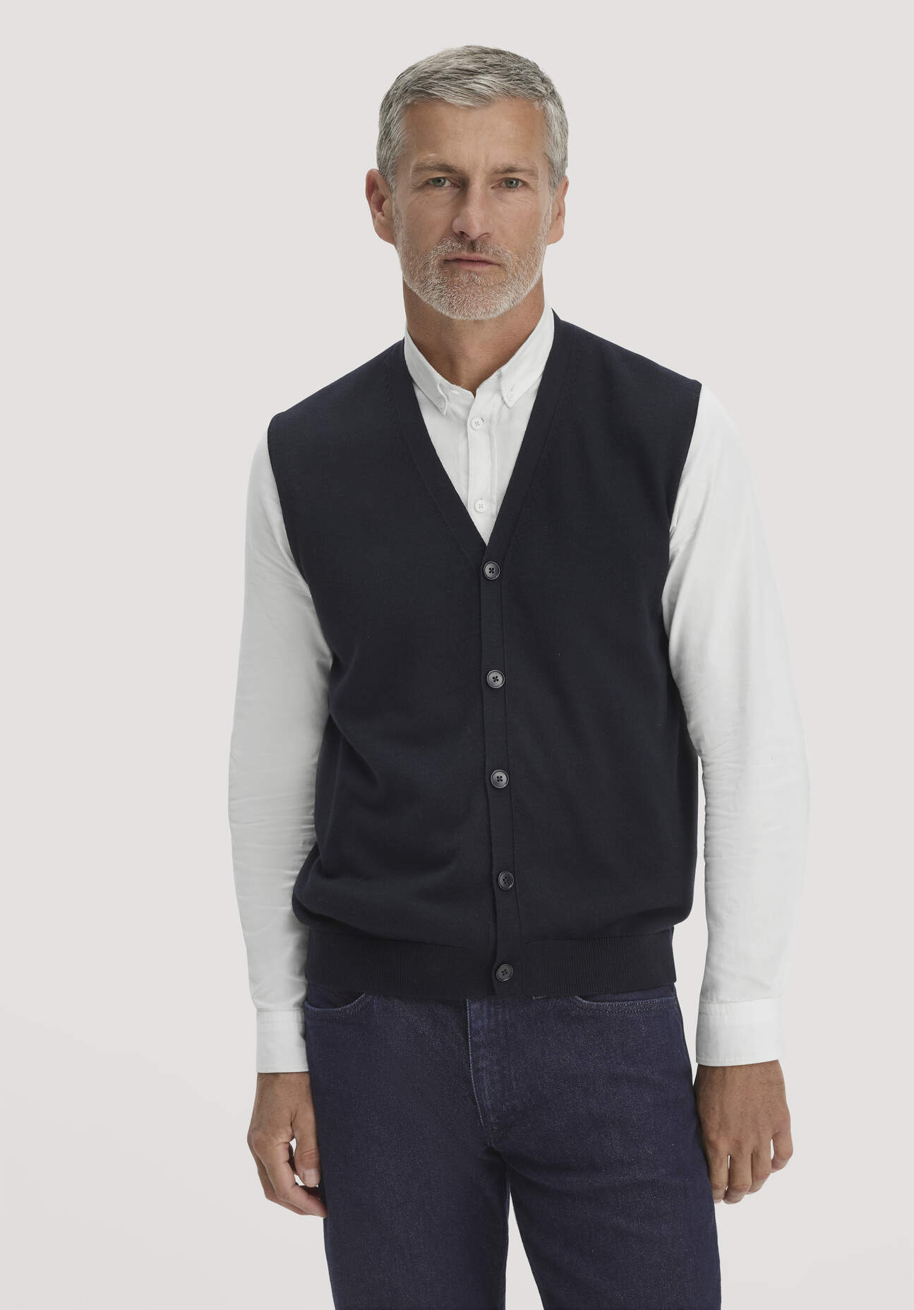 hessnatur Herren Strickweste Regular aus Bio-Merinowolle - blau GrösseL