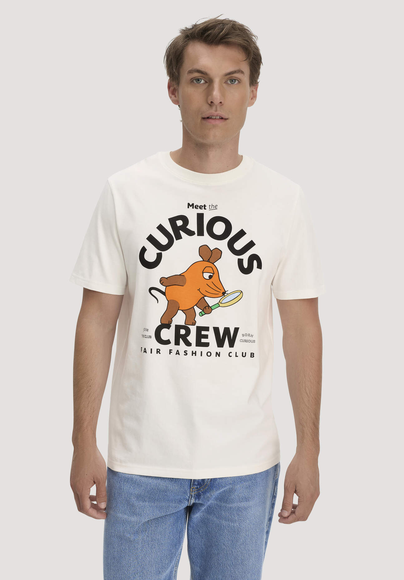 hessnatur Herren Heavy T-Shirt DIE MAUS Relaxed aus Bio-Baumwolle mit recycelter Baumwolle - weiß - Größe 52