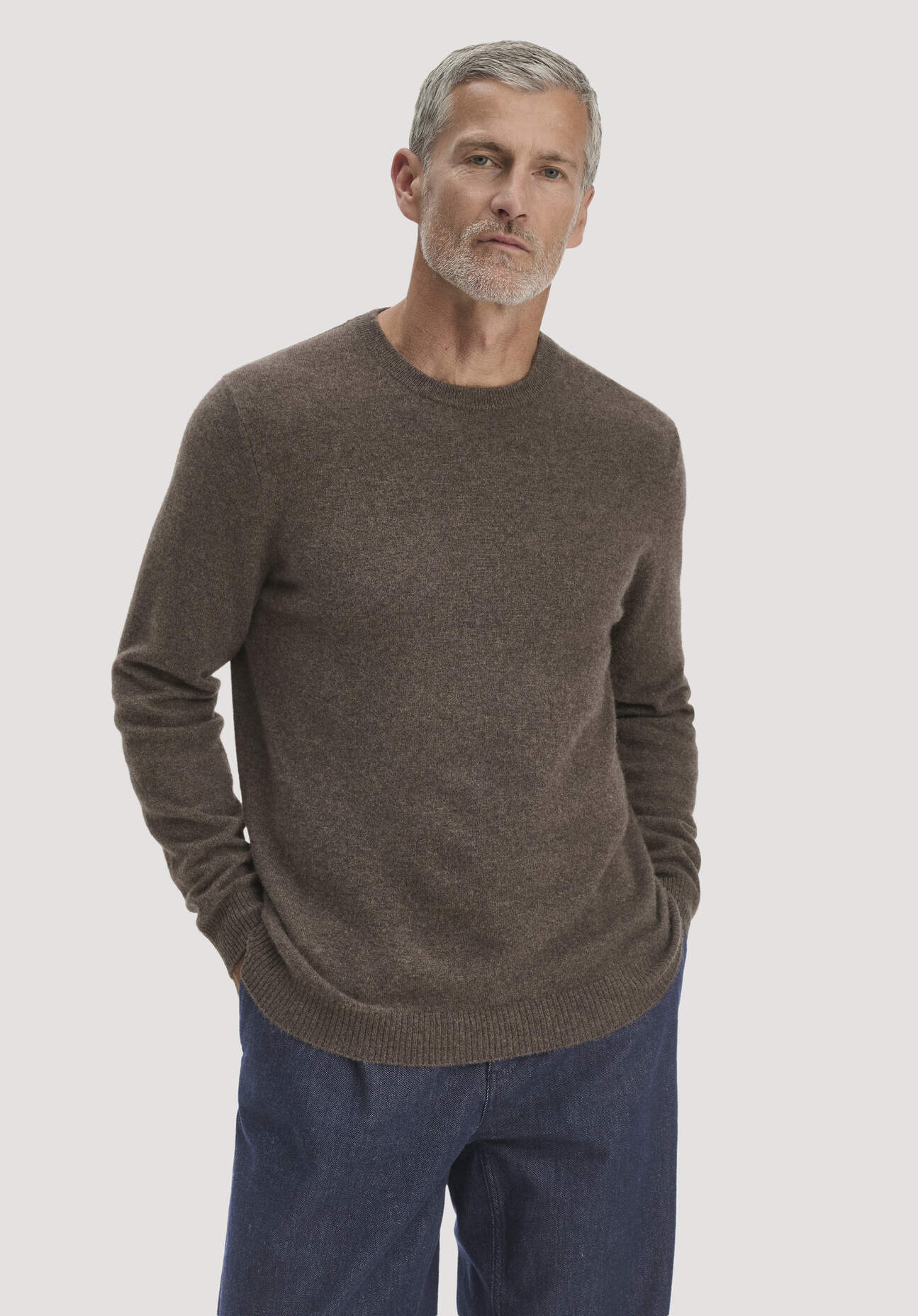hessnatur Herren Strickpullover Regular BETTER RECYCLING mit recyceltem Cashmere - braun GrösseXL