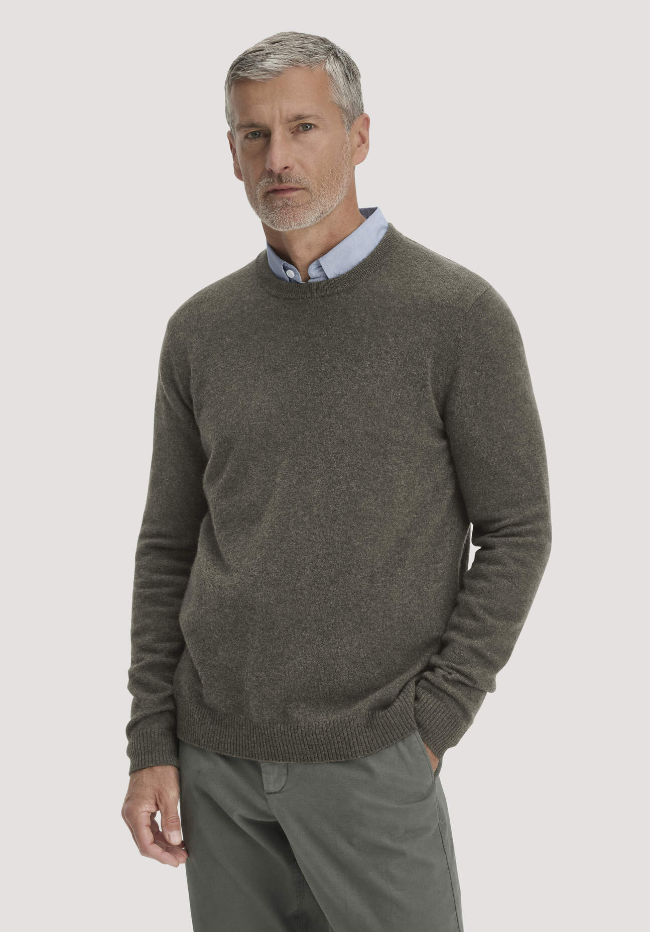 hessnatur Herren Strickpullover Regular BETTER RECYCLING mit recyceltem Cashmere - grün GrösseXL