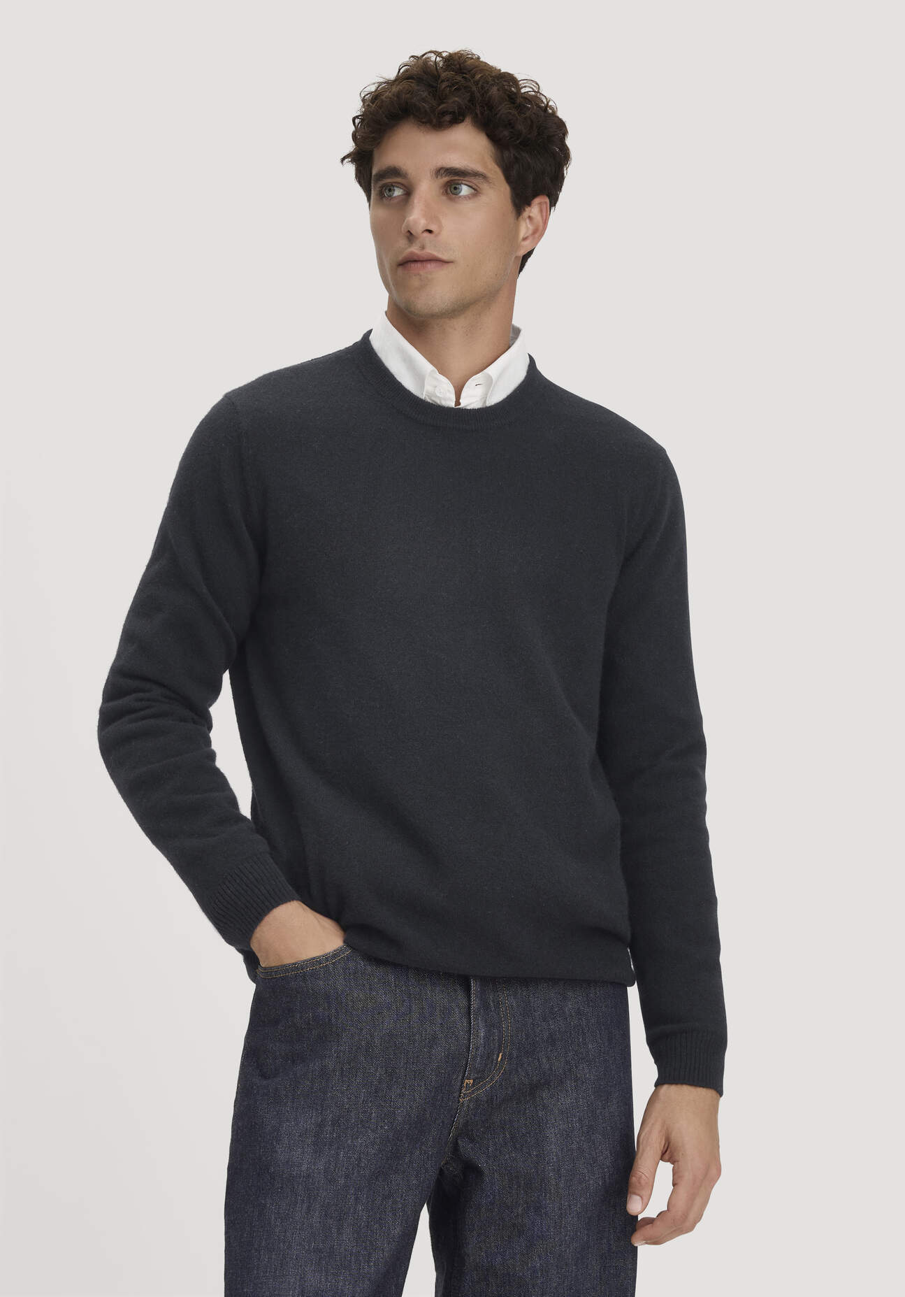 hessnatur Herren Strickpullover Regular aus Cashmere mit Recyclinganteil - schwarz - Größe XXL