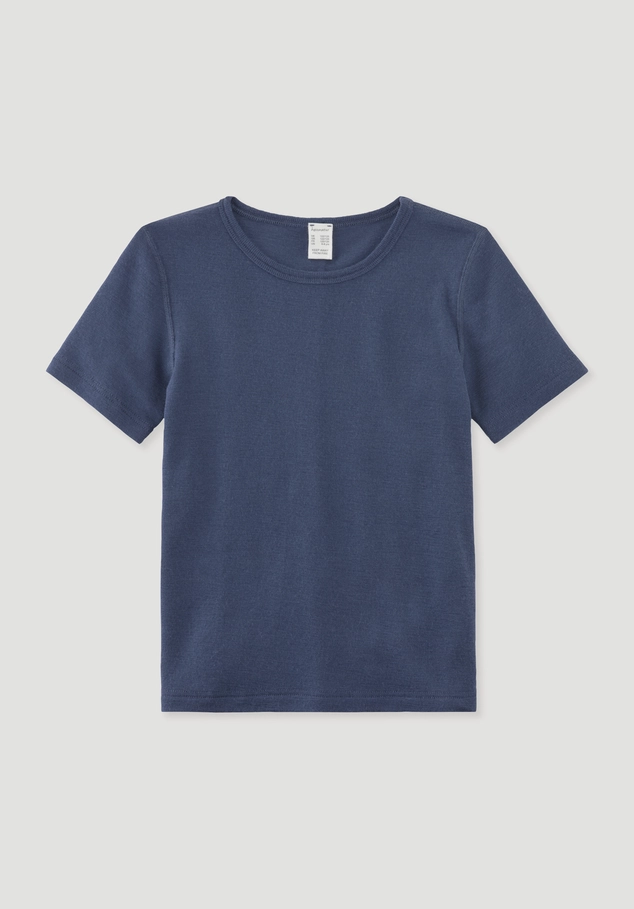 Short-sleeved shirt made from organic merino wool with silk