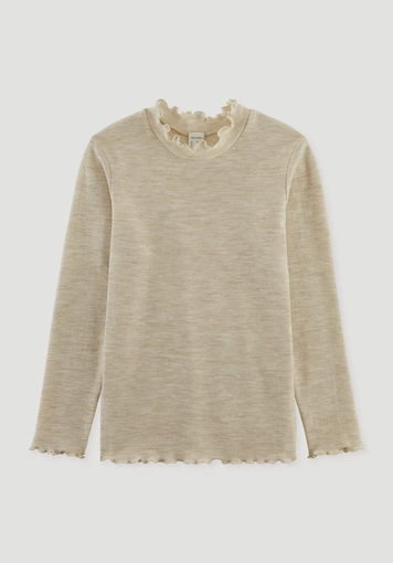 Pointelle long-sleeved shirt made from pure organic merino wool Pointelle long-sleeved shirt made from pure organic merino wool