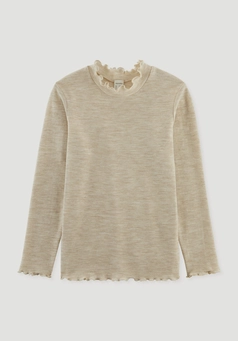 Pointelle Langarmshirt aus reiner Bio-Merinowolle