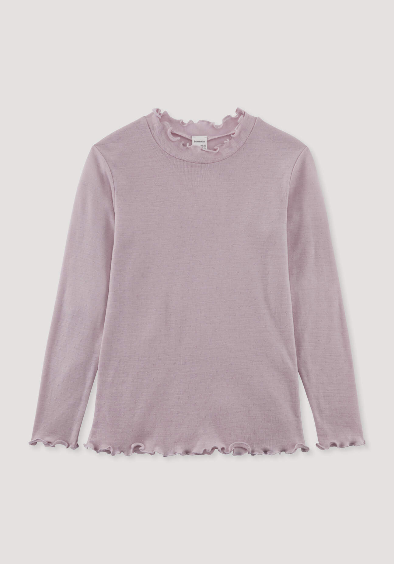 hessnatur Kinder Pointelle Langarmshirt aus Bio-Merinowolle - rosa Grösse110/116
