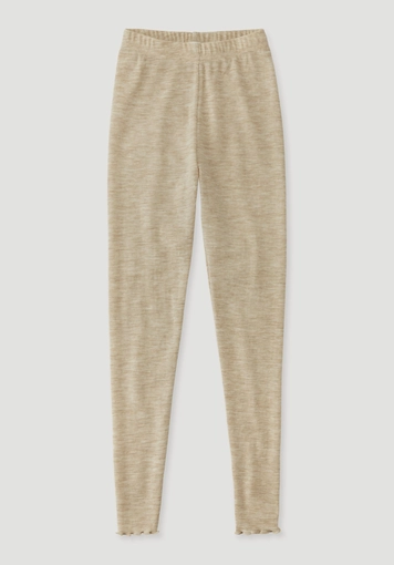 Pointelle leggings made from pure organic merino wool