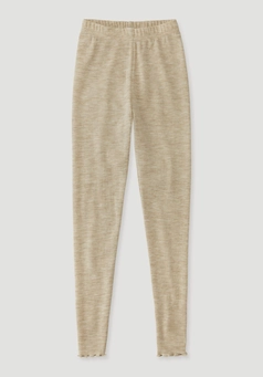 Pointelle leggings made from pure organic merino wool