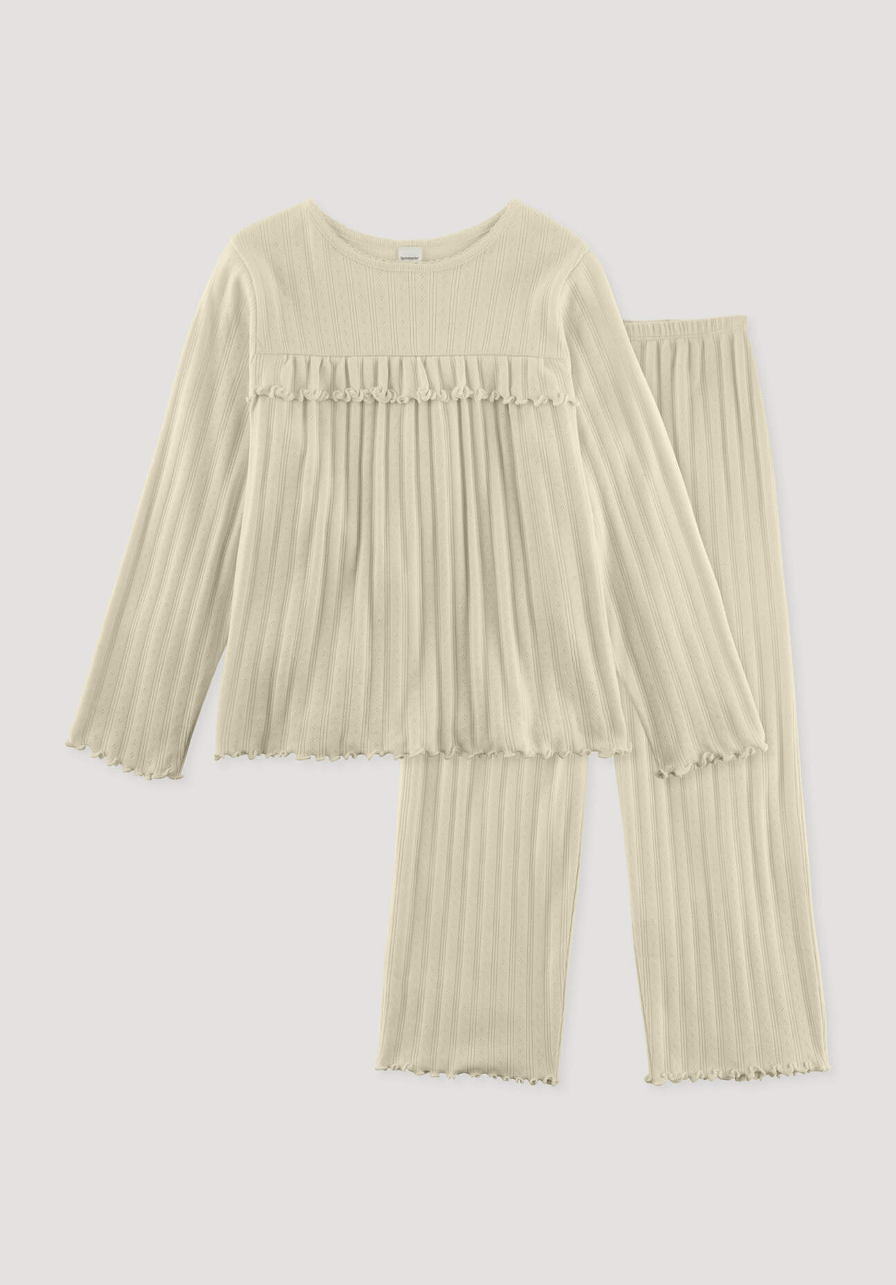 hessnatur Kinder Pyjama Regular aus Bio-Baumwolle - naturfarben Grösse110/116