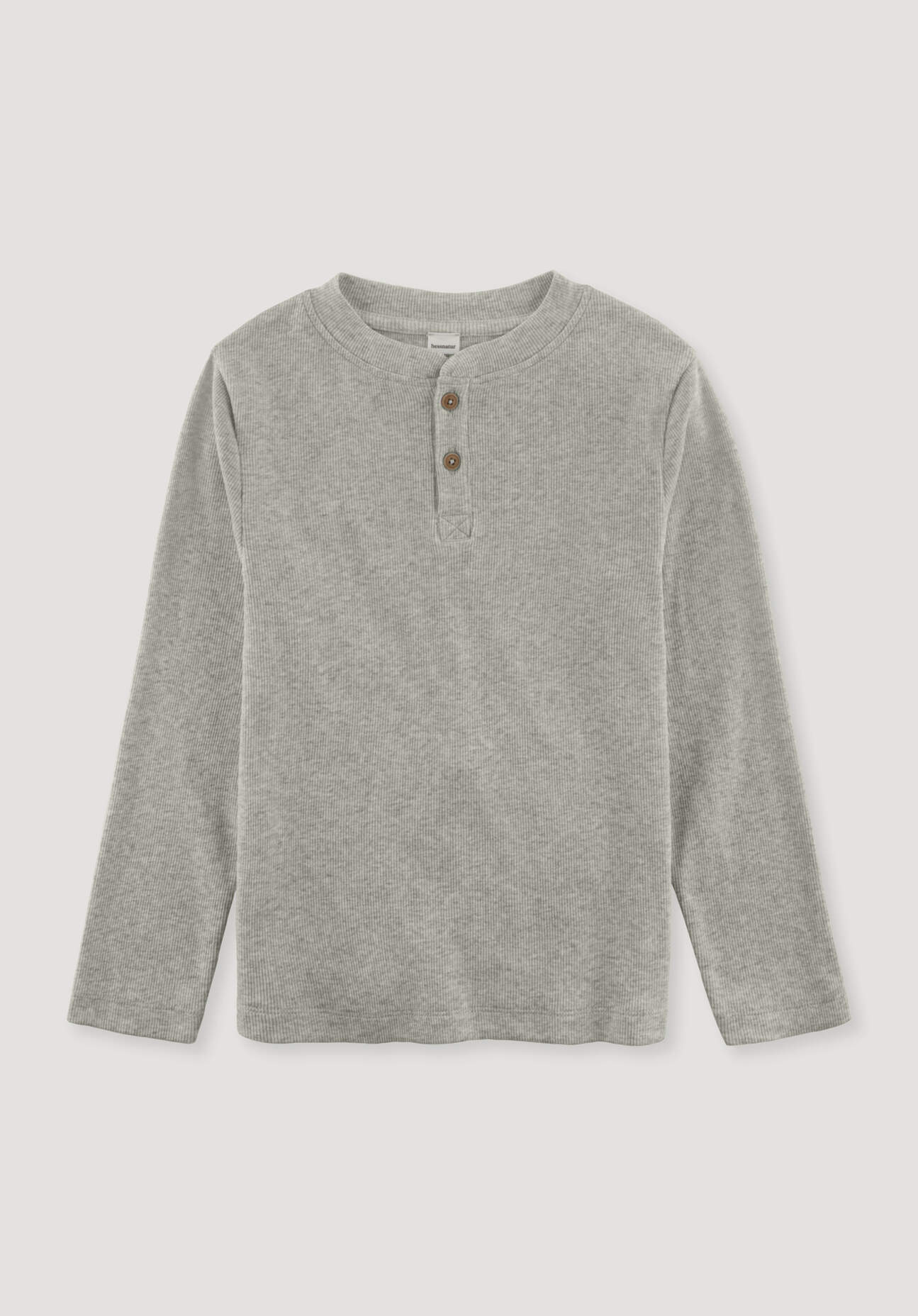 hessnatur Kinder Henley Shirt Relaxed aus Bio-Baumwoll-Rippe - grau Grösse110/116