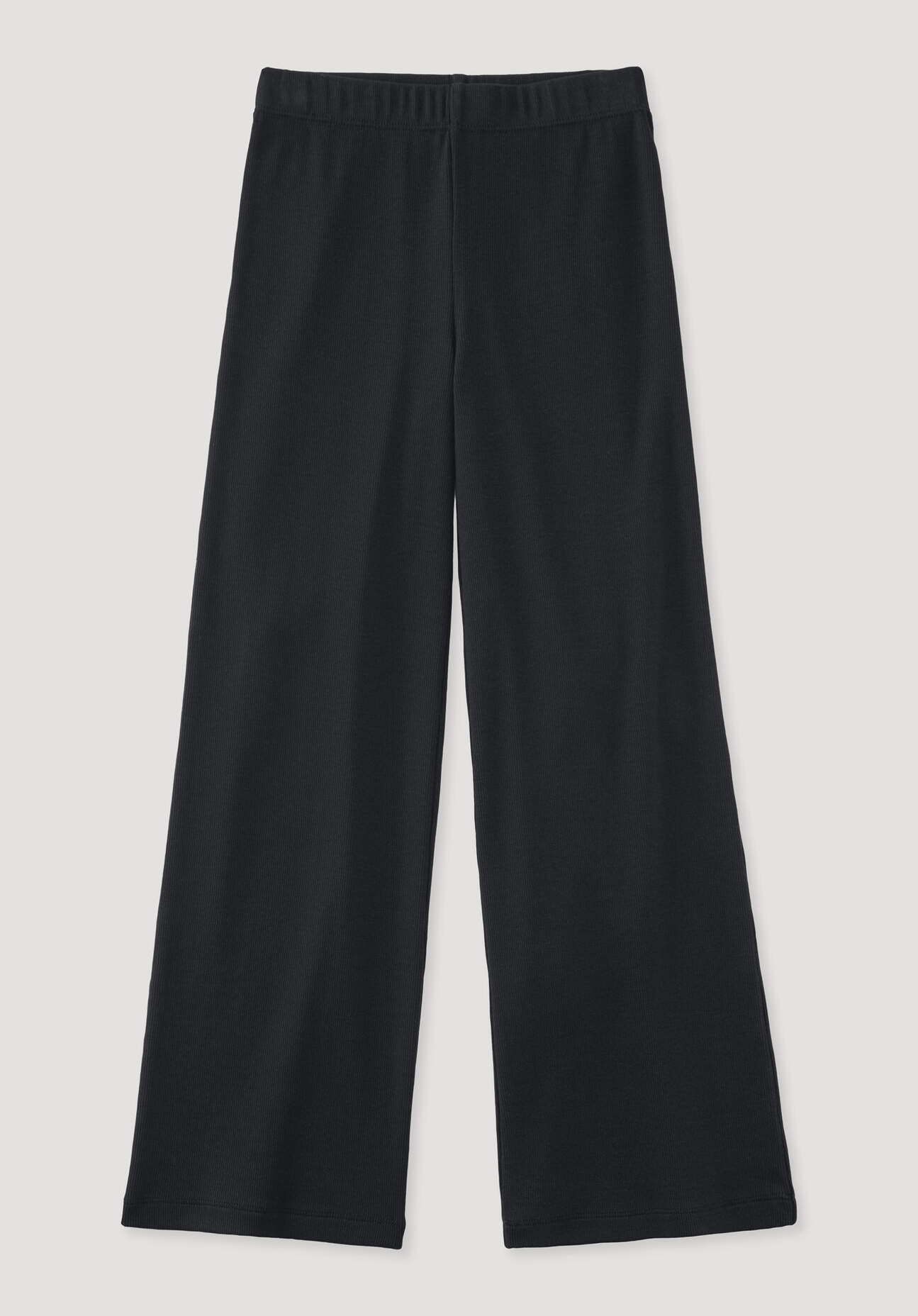 hessnatur Kinder Rib Hose Relaxed aus Bio Baumwolle - schwarz Grösse110/116