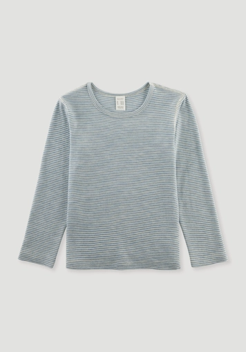 Striped long-sleeved shirt made from organic merino wool with silk Striped long-sleeved shirt made from organic merino wool with silk