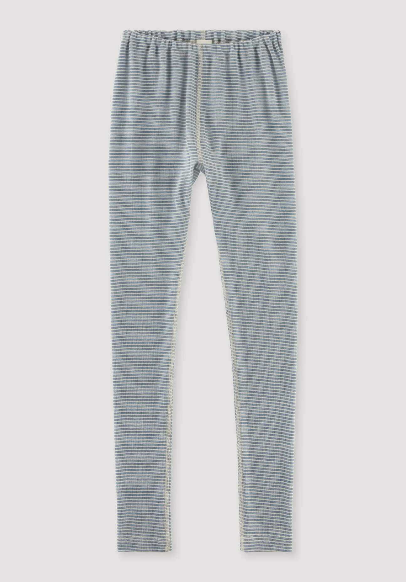 hessnatur Kinder Ringel Leggings aus Bio-Merinowolle mit Seide - blau Grösse110/116
