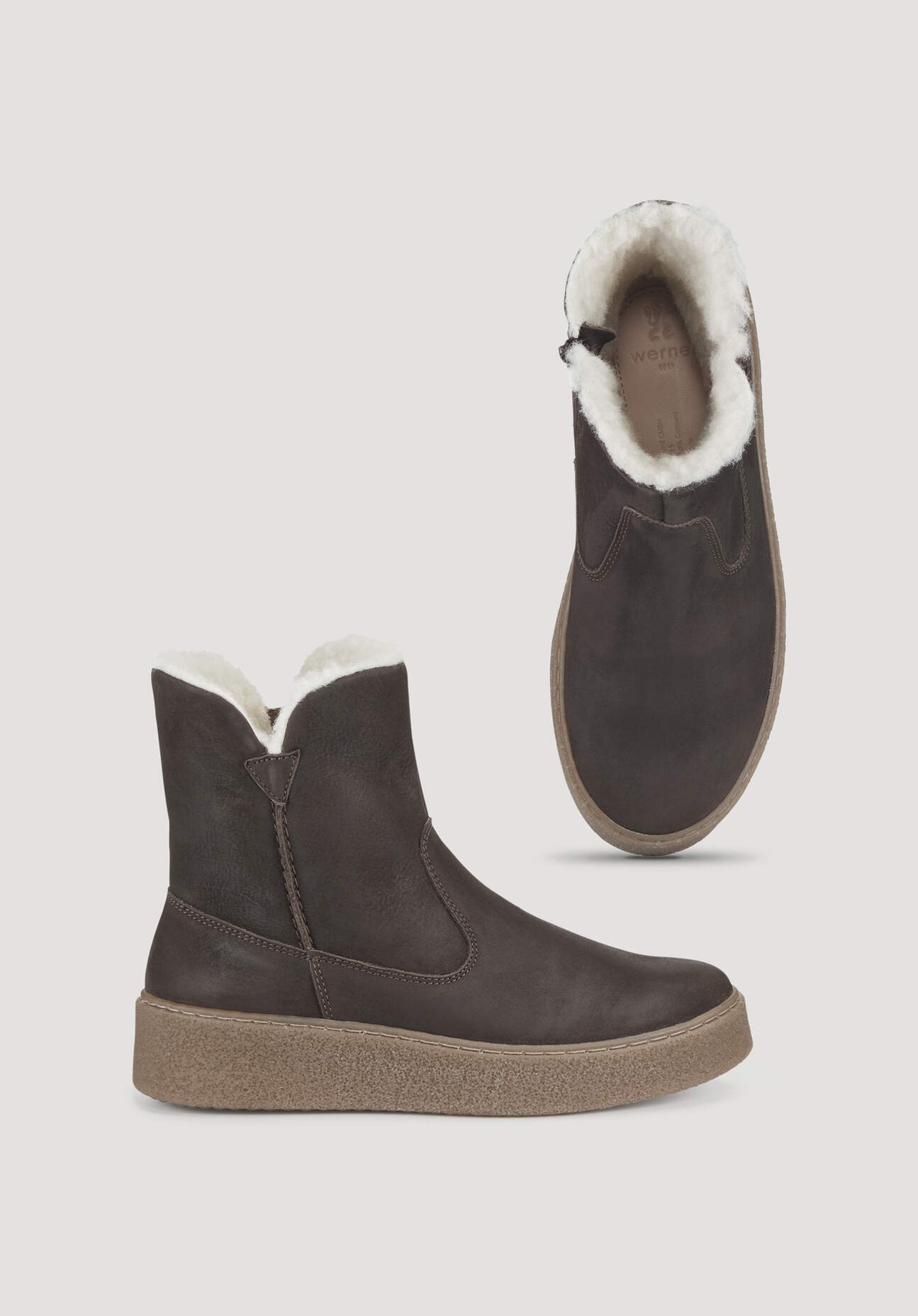 hessnatur Damen Winter-Boot aus Rindsnubukleder - braun Grösse37