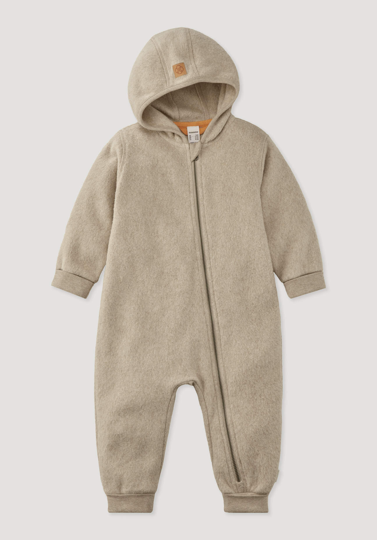 hessnatur Baby Softfleece Overall aus Bio-Baumwolle - beige Grösse62/68