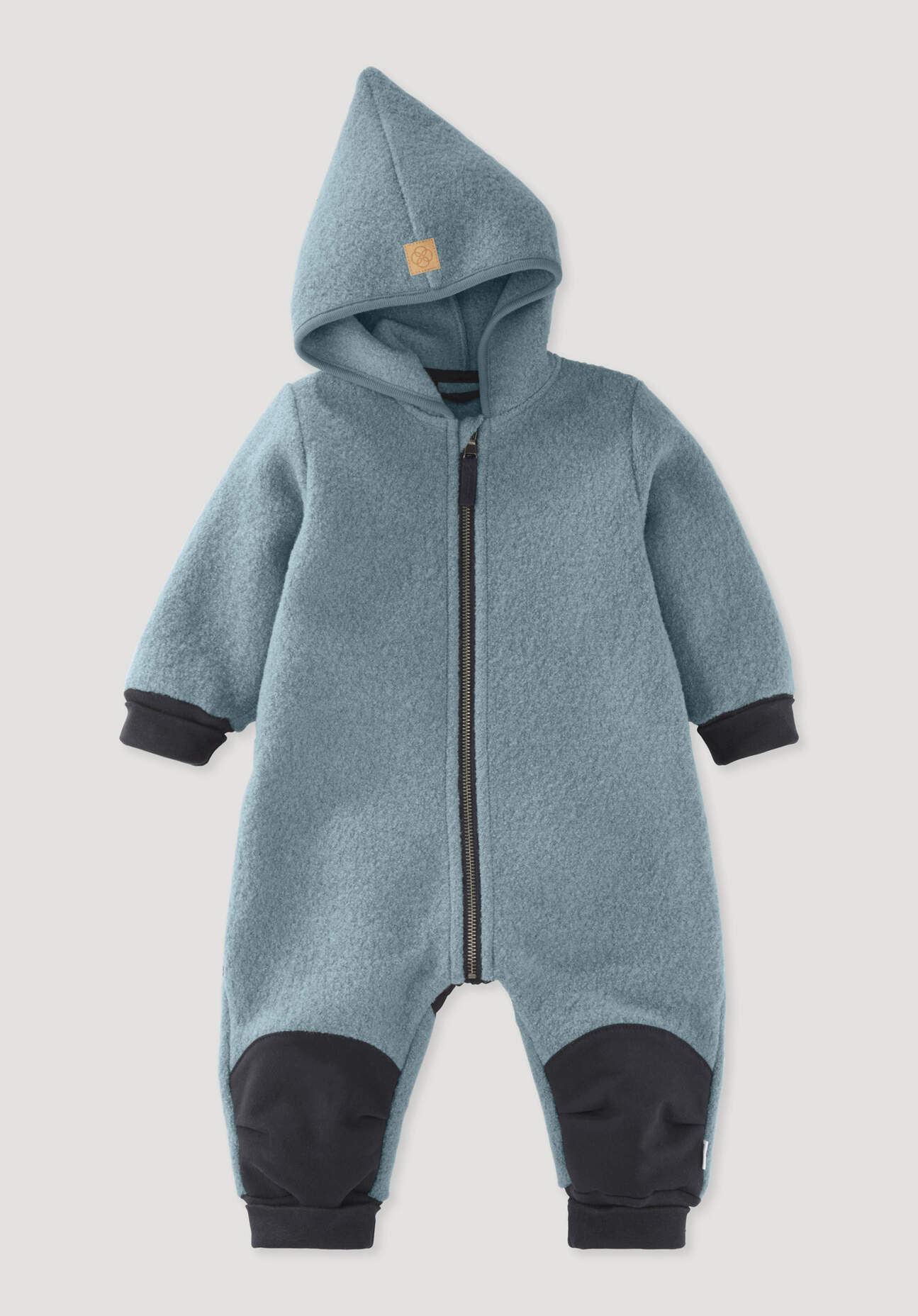 hessnatur Baby Wollwalk Overall aus Bio-Merinowolle mit Softshell - blau Grösse74/80