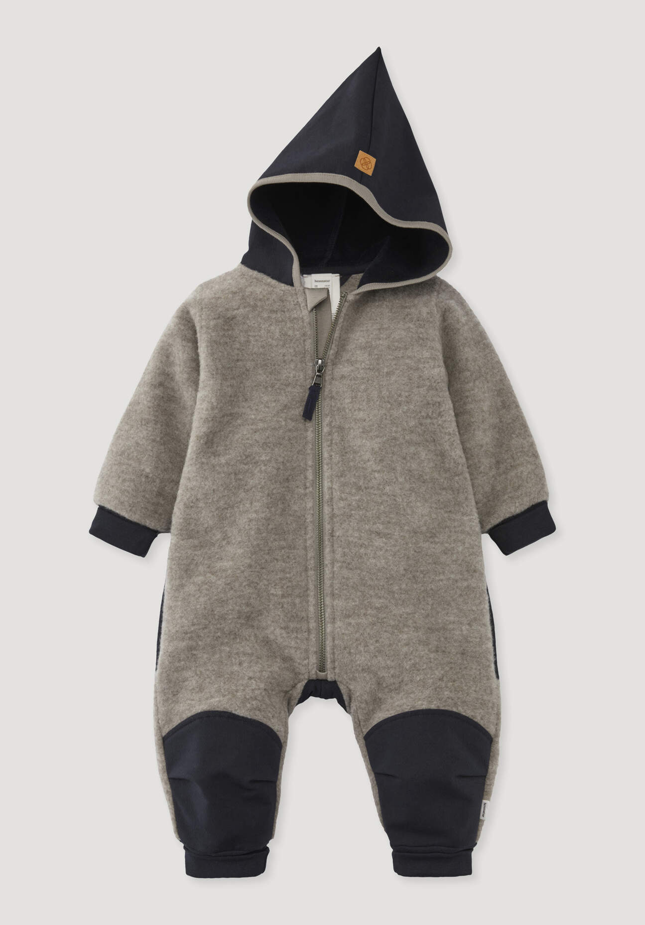 hessnatur Baby Wollfleece Overall aus Bio-Merinowolle mit Softshell - grau Grösse74/80