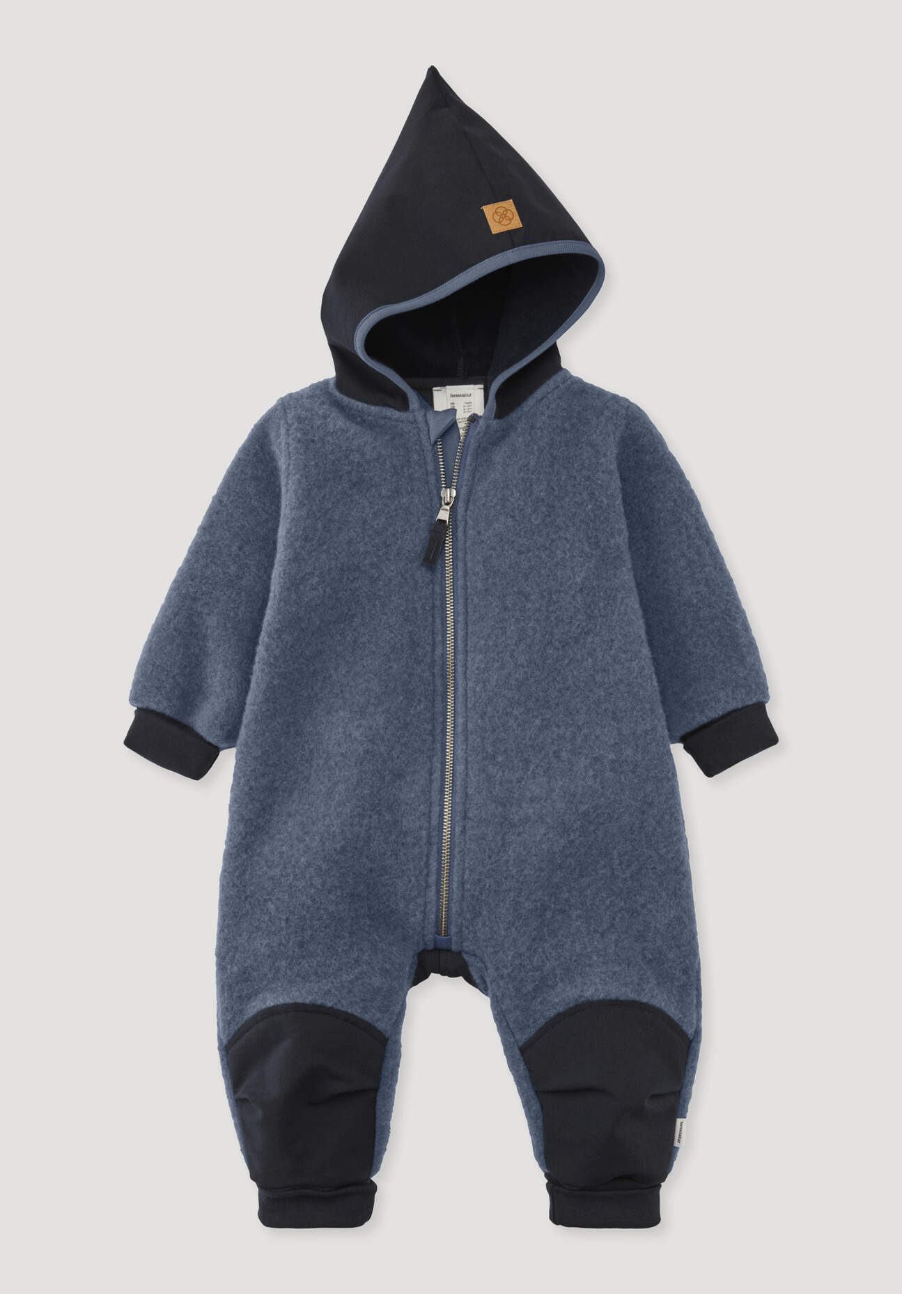 hessnatur Baby Wollfleece Overall aus Bio-Merinowolle mit Softshell - blau Grösse74/80