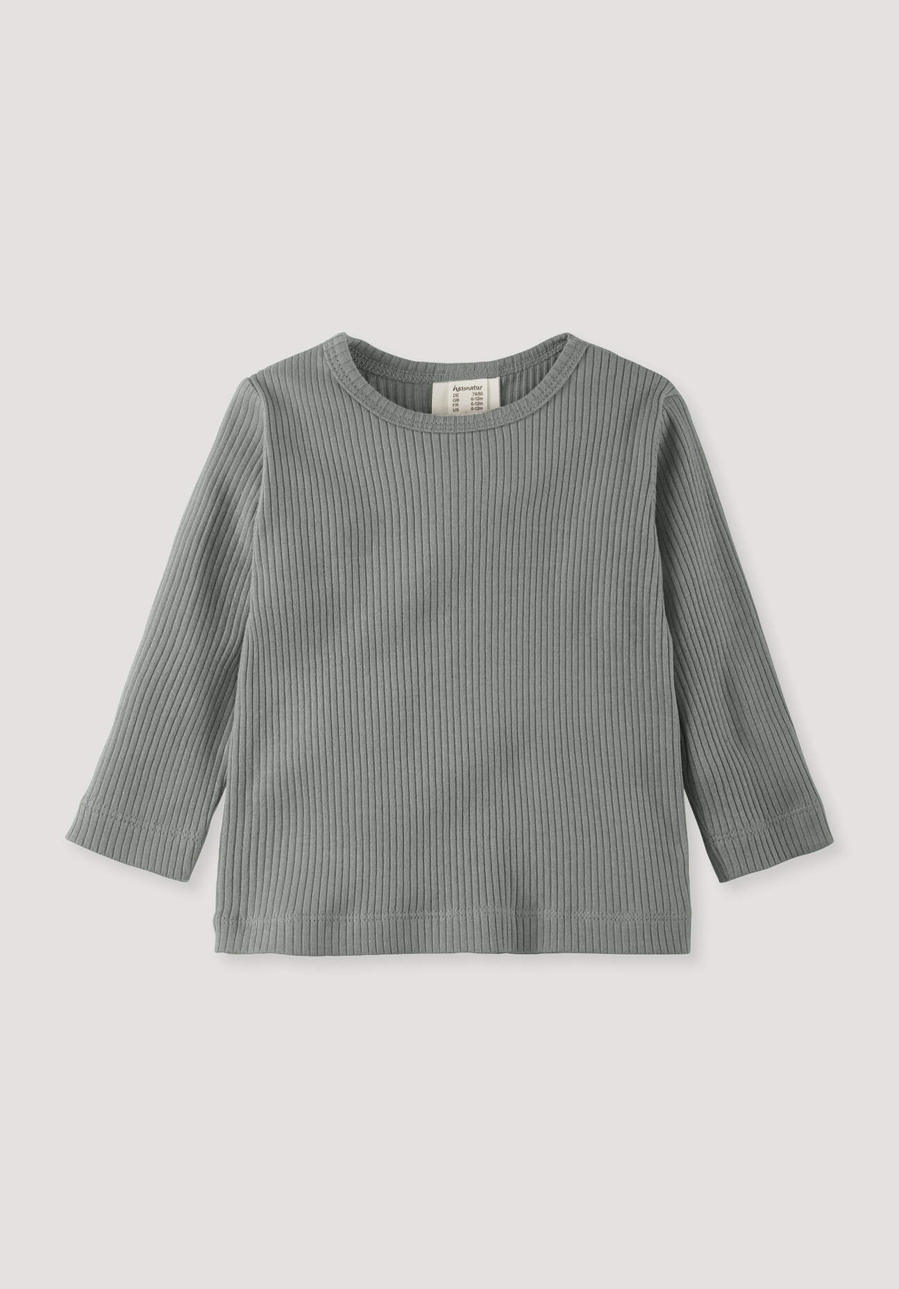 hessnatur Baby Longsleeve aus Bio-Baumwolle mit Bio-Merinowolle - blau Grösse50/56