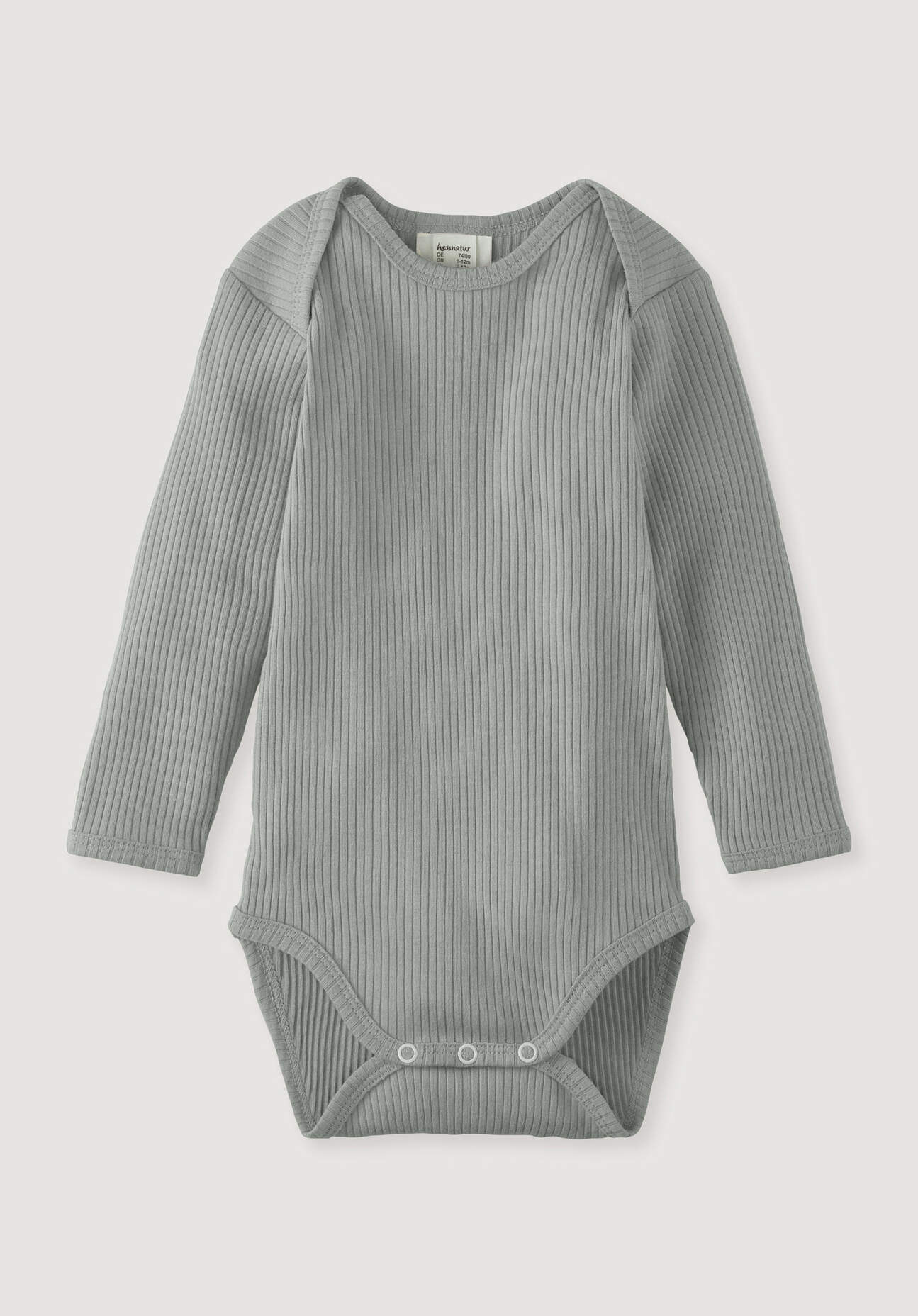 hessnatur Baby Body Langarm aus Bio-Baumwolle mit Bio-Merinowolle - blau Grösse50/56