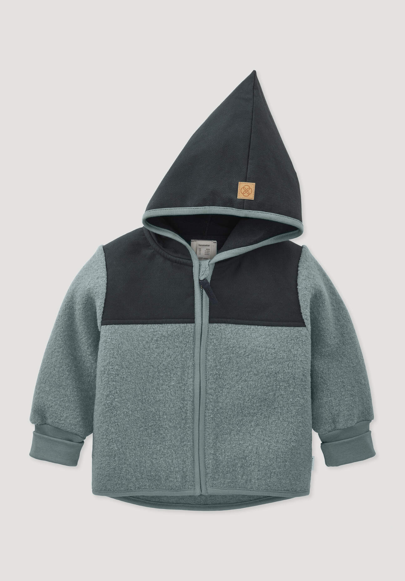 hessnatur Baby Wollwalk Jacke aus Bio-Merinowolle mit Softshell - blau Grösse74/80