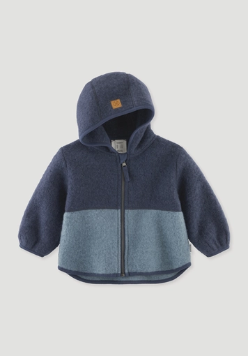 Wollfleece Jacke Colourblock aus reiner Bio-Merinowolle - 1