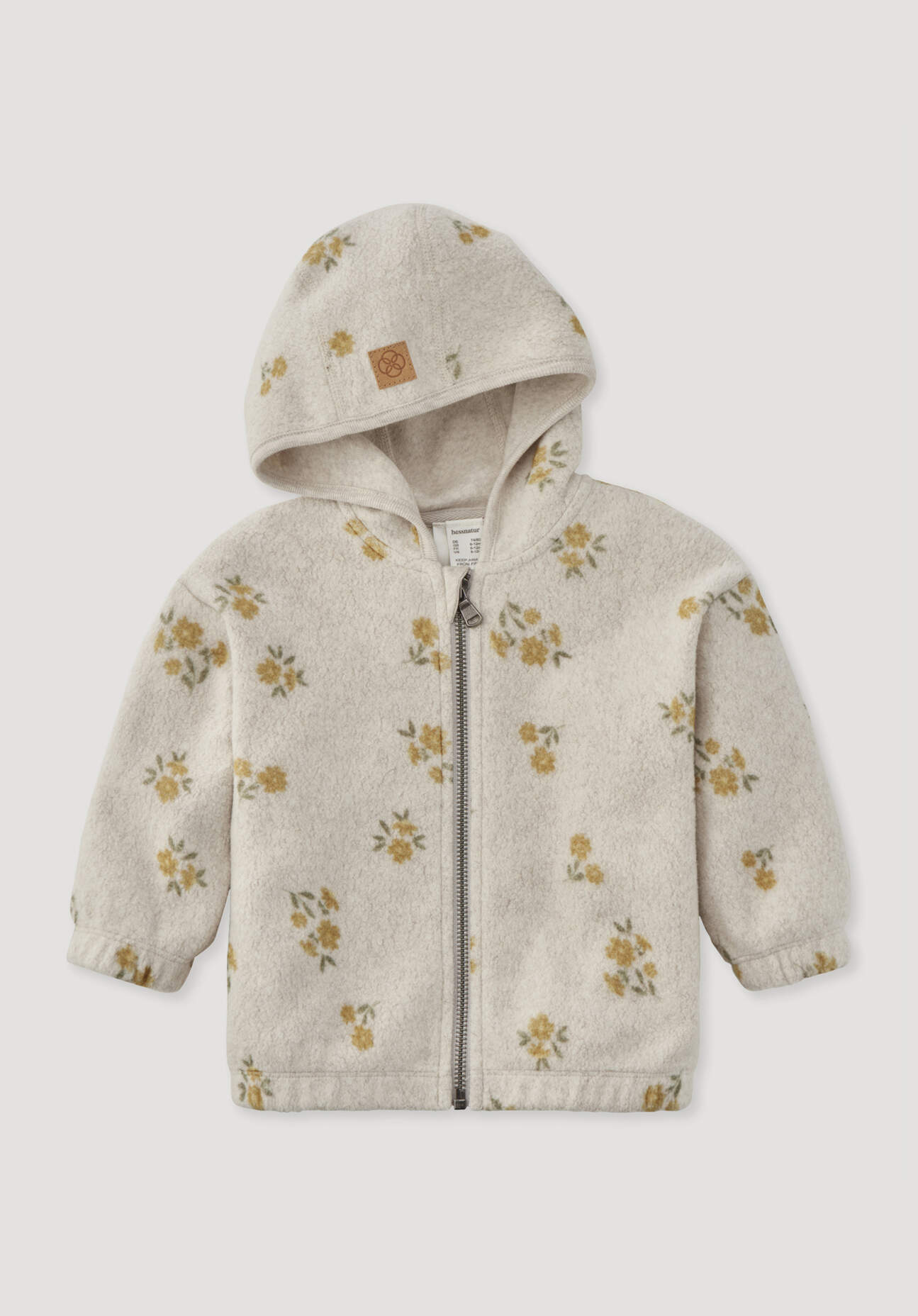 hessnatur Baby Fleece Jacke aus Bio-Baumwolle - beige Grösse86/92