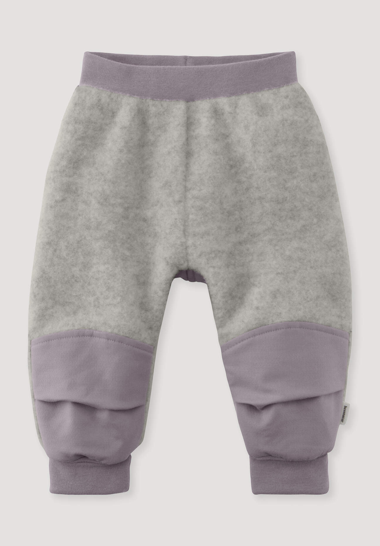 hessnatur Baby Wollfleece Hose mit Softshell aus Bio-Merinowolle - grau Grösse62/68