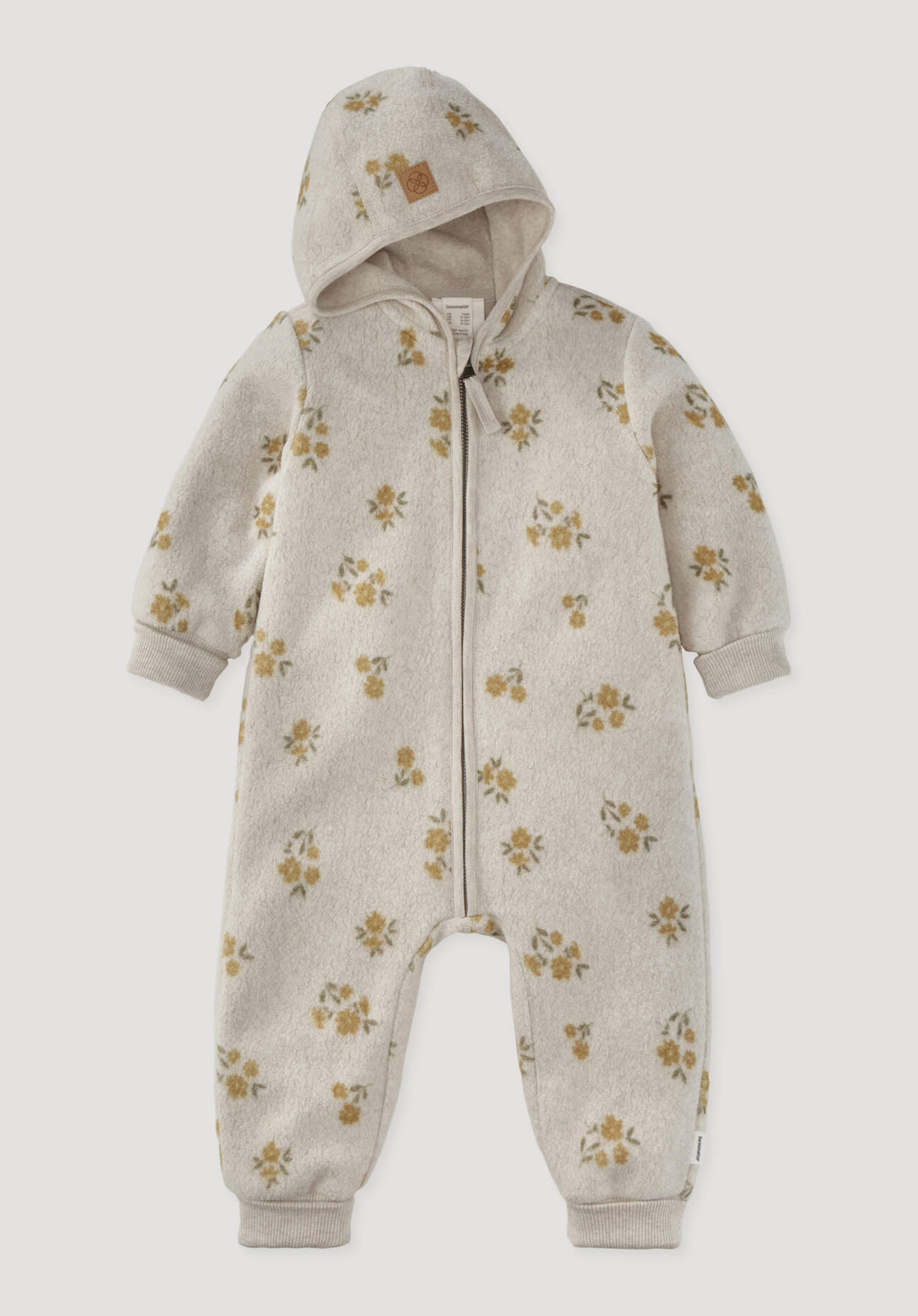 hessnatur Baby Fleece Overall aus Bio-Baumwolle - beige Grösse50/56