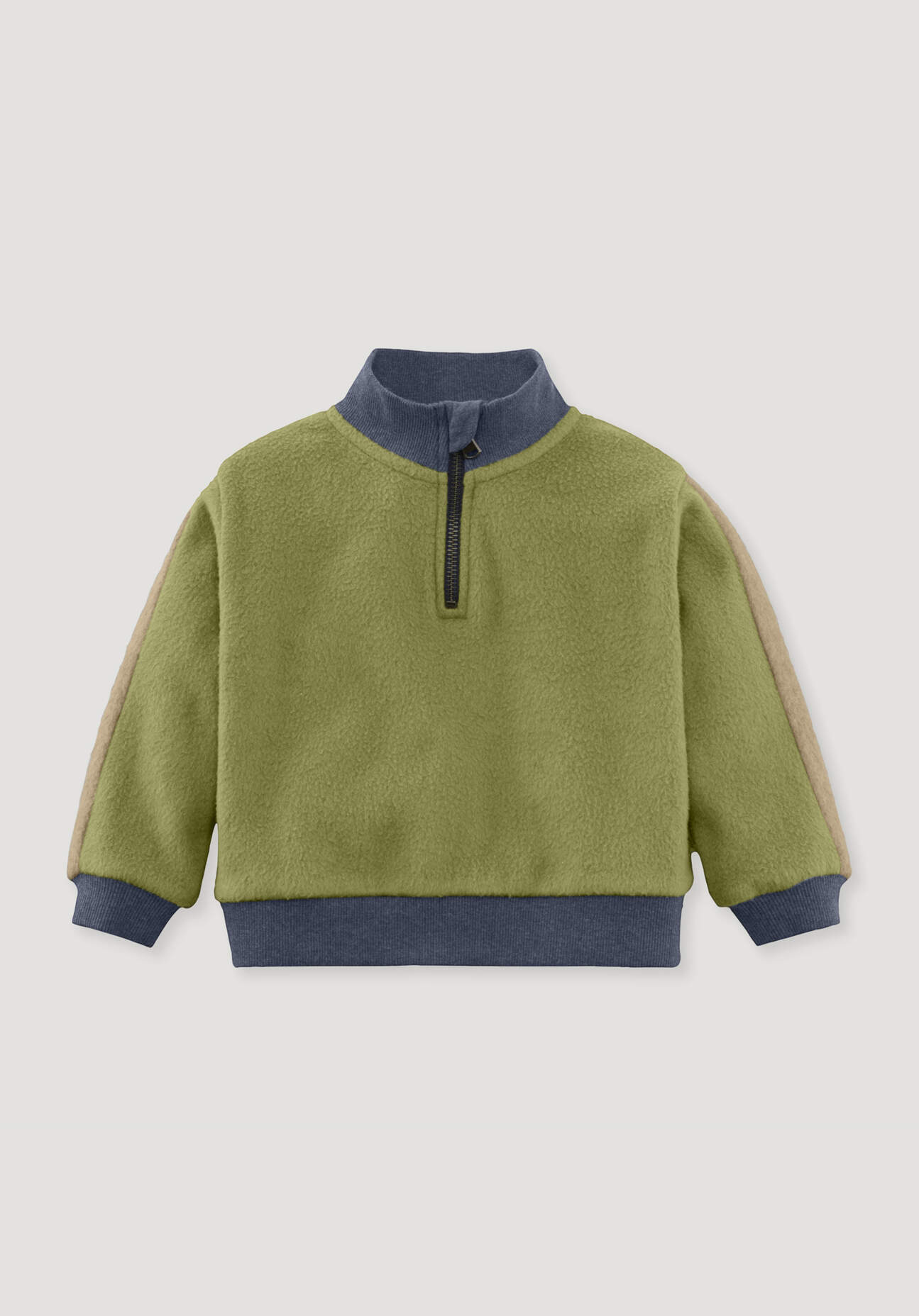 hessnatur Baby Softfleece Troyer aus Bio-Baumwolle - grün Grösse62/68