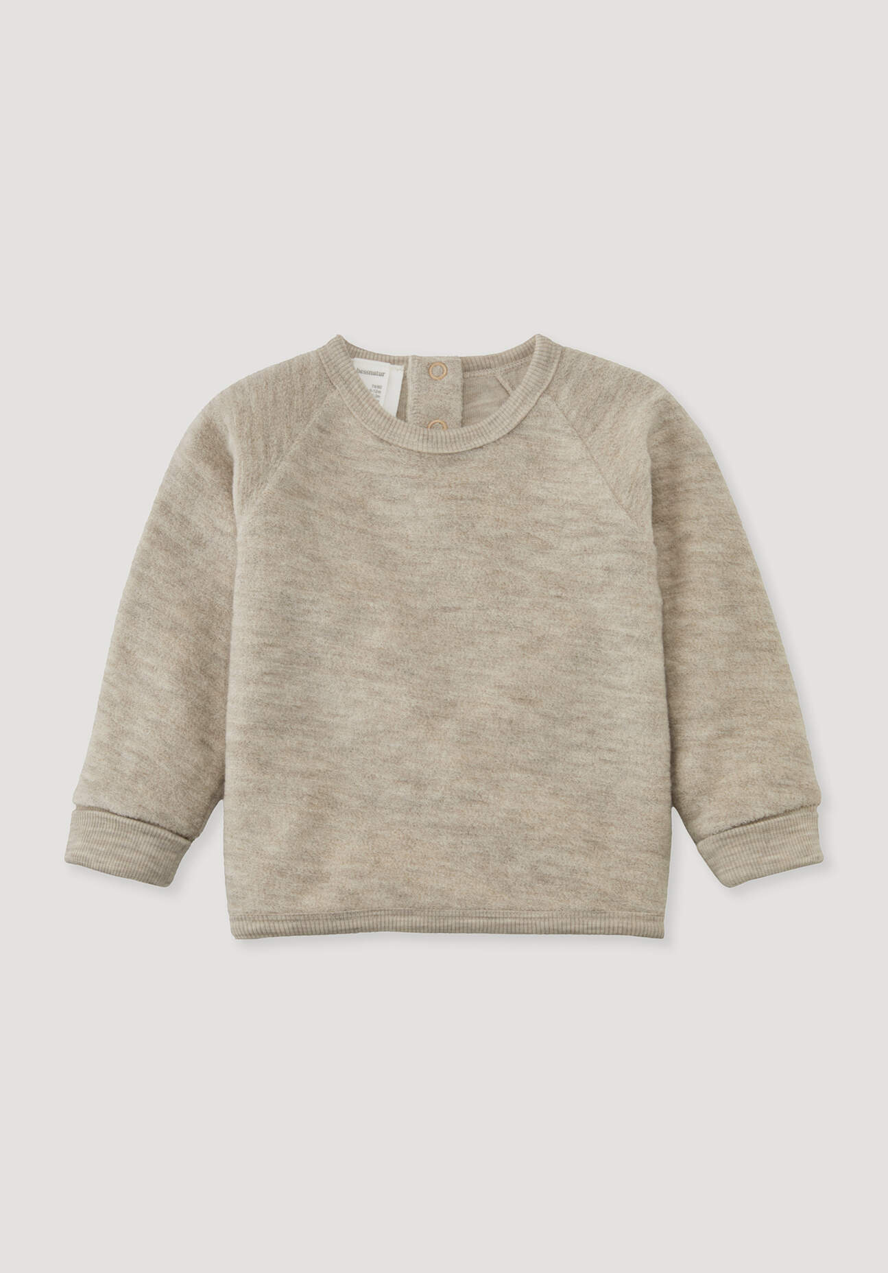 hessnatur Baby Wollfrottee Sweatshirt Raglan aus Bio-Merinowolle - beige Grösse50/56