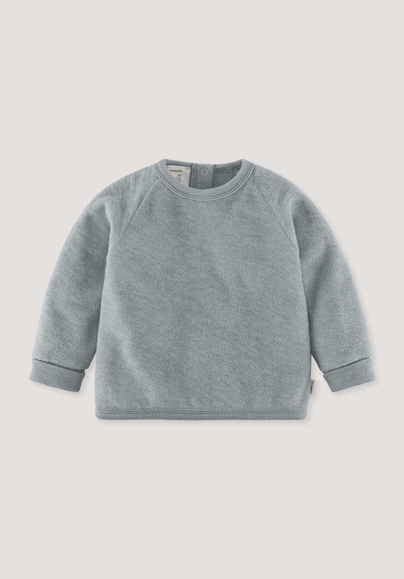 hessnatur Baby Wollfrottee Sweatshirt Raglan aus Bio-Merinowolle - blau Grösse50/56