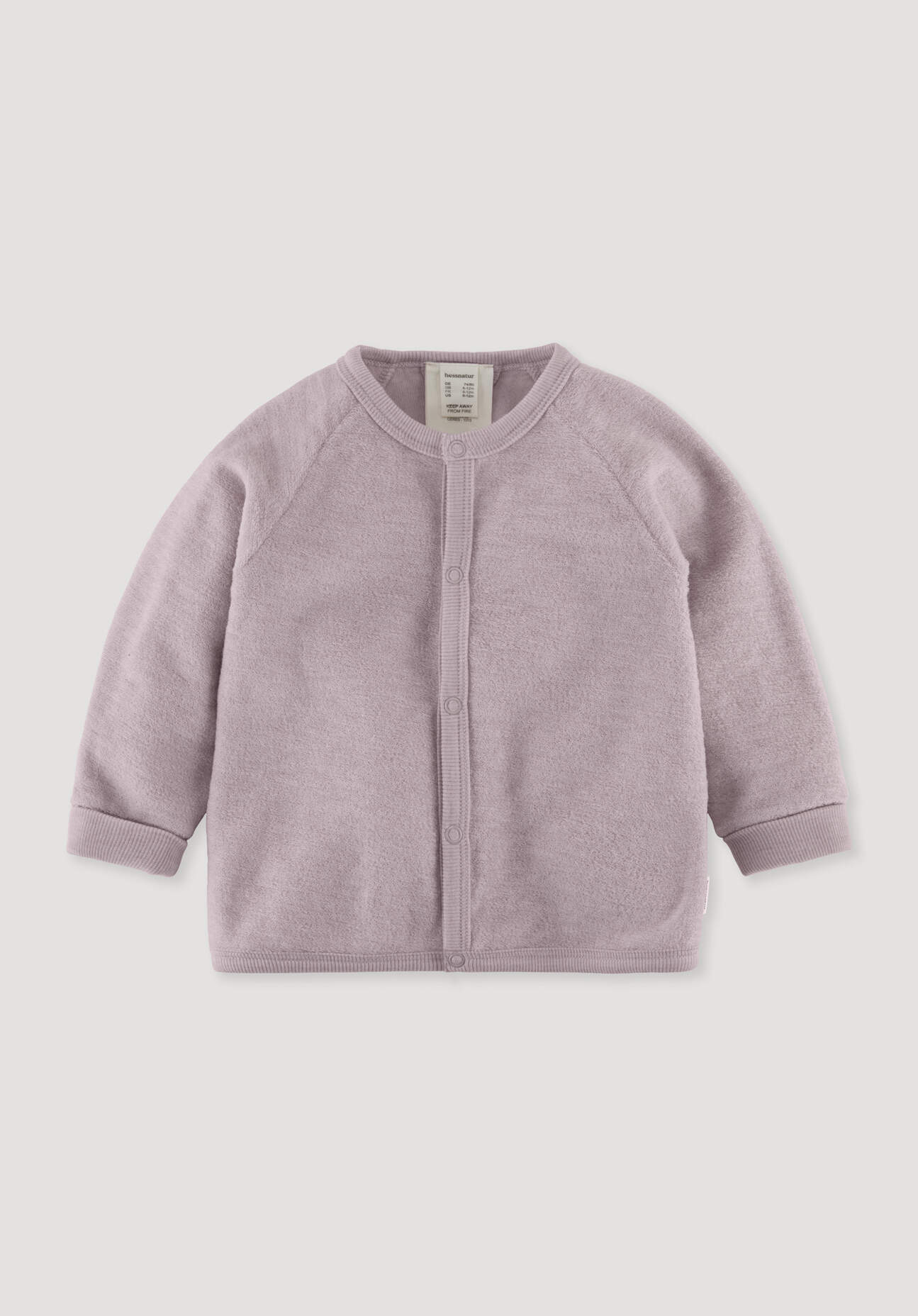 hessnatur Baby Wollfrottee Jacke aus Bio-Merinowolle - rosa Grösse74/80
