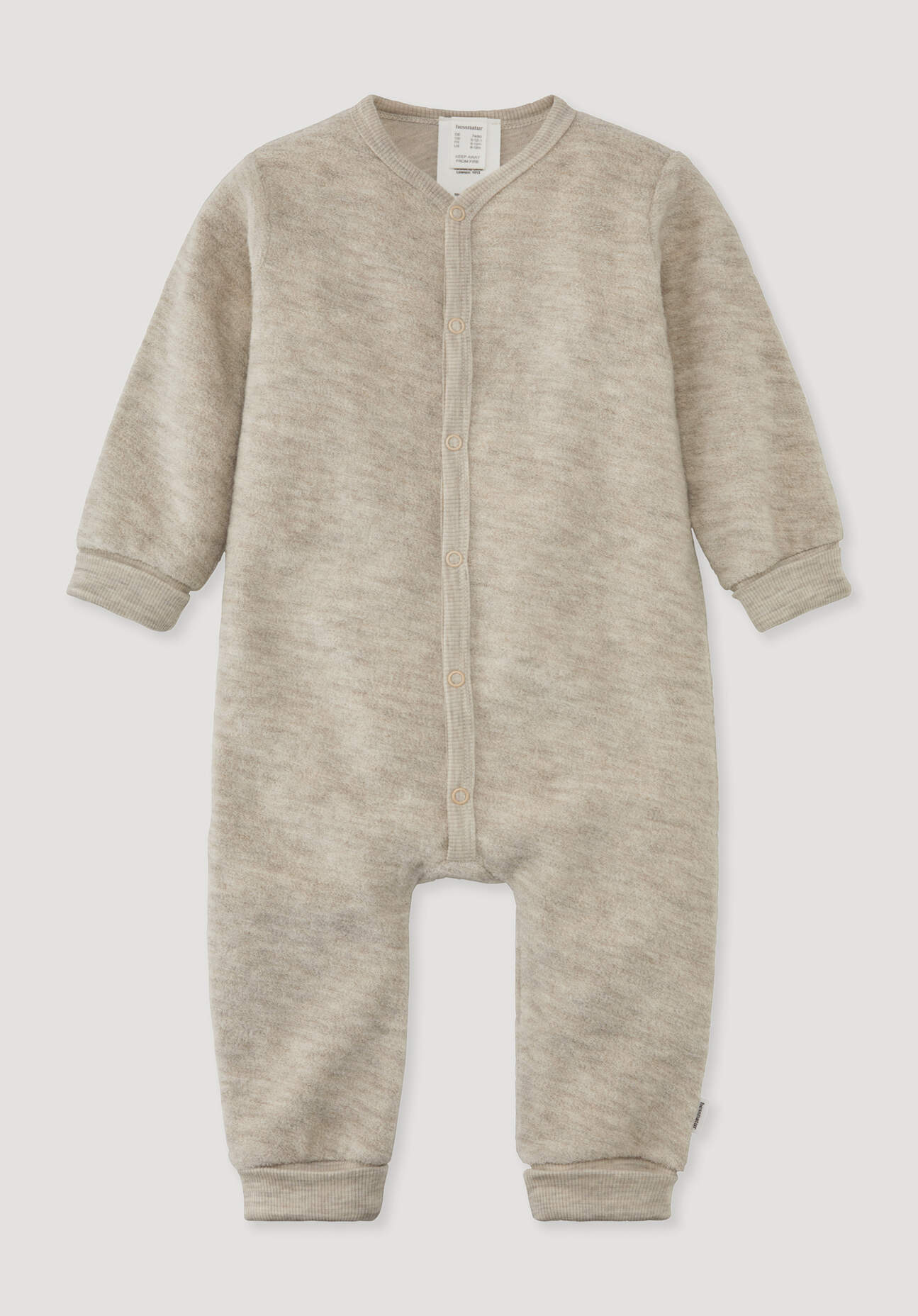 hessnatur Baby Wollfrottee Overall aus Bio-Merinowolle - beige Grösse50/56