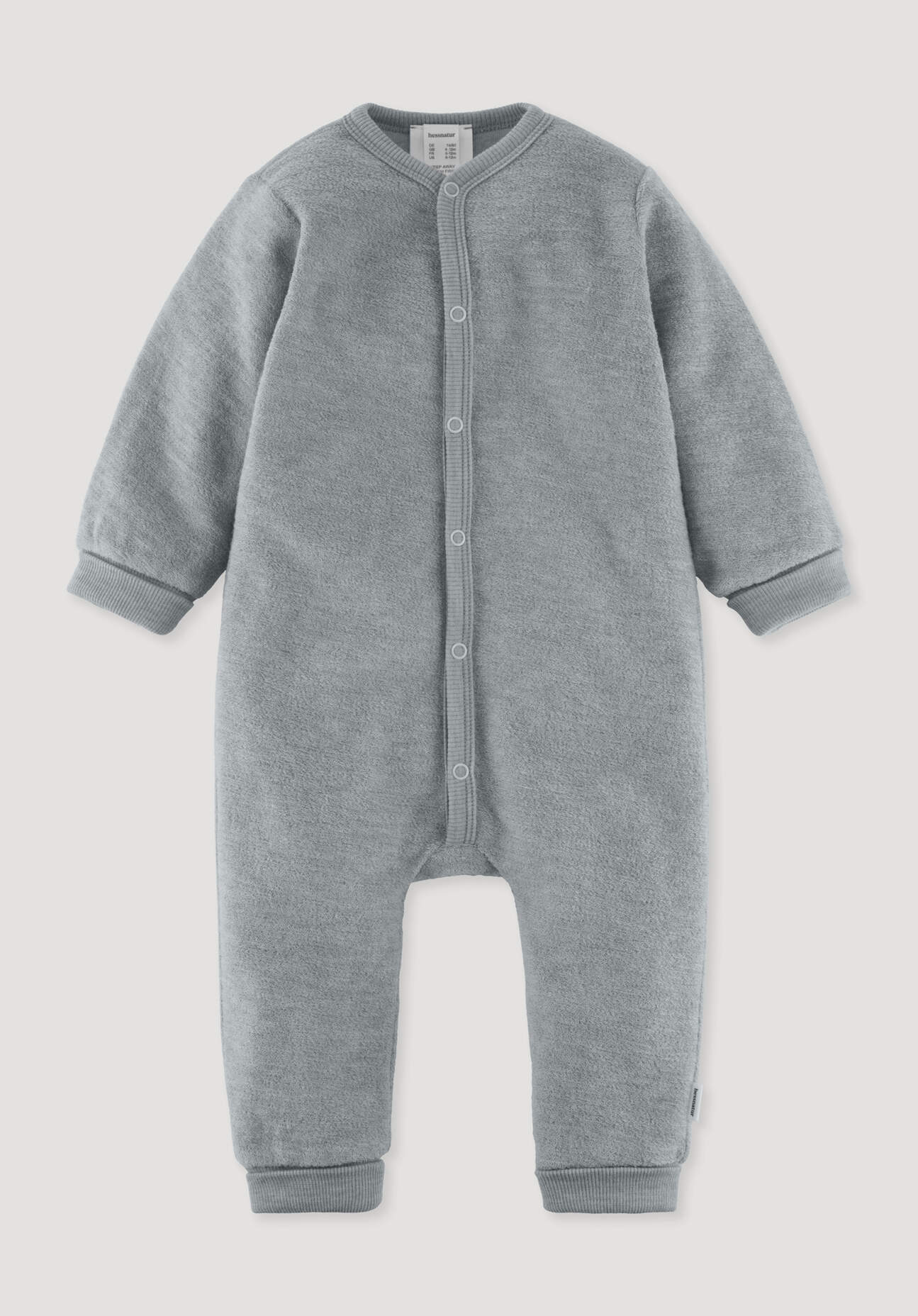hessnatur Baby Wollfrottee Overall aus Bio-Merinowolle - blau Grösse50/56
