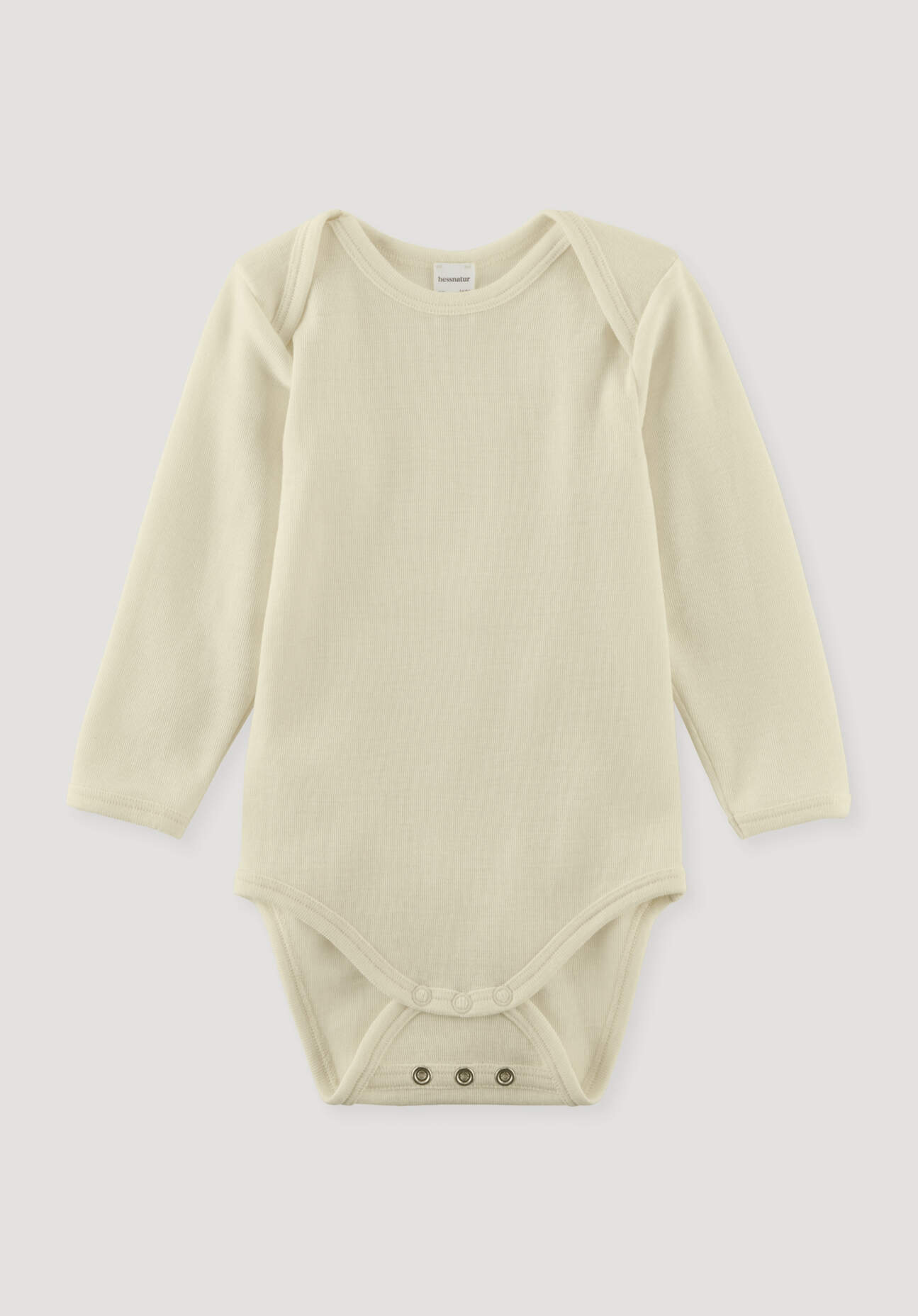 hessnatur Baby Langarmbody Slim aus Bio-Merinowolle mit Seide - naturfarben Grösse74/80