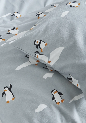 Flannel bedding with penguin design, made from pure organic cotton - 3