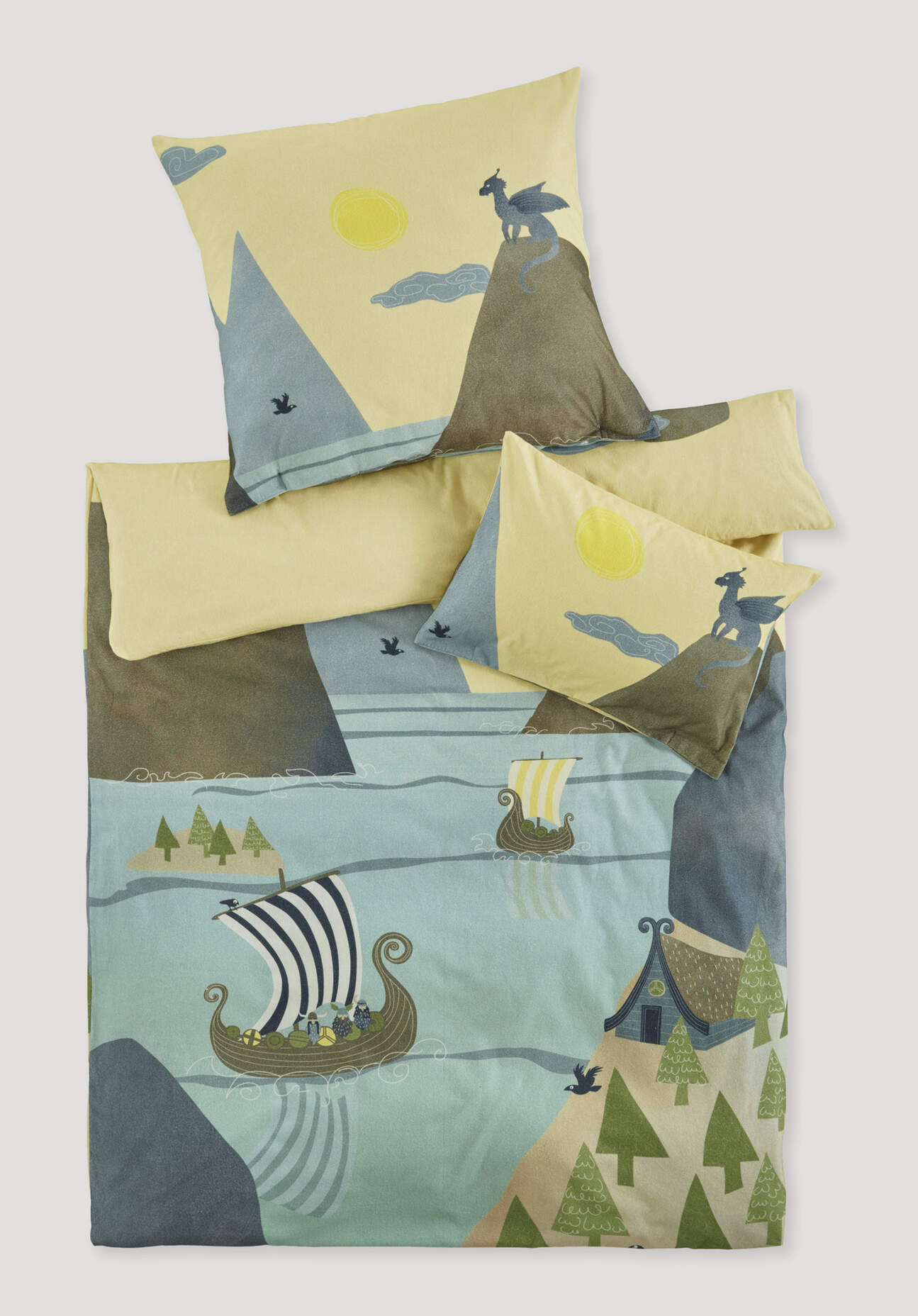 hessnatur Baby Biber Bettwäsche Set aus Bio-Baumwolle - blau Grösse135x200 / 80x80 cm