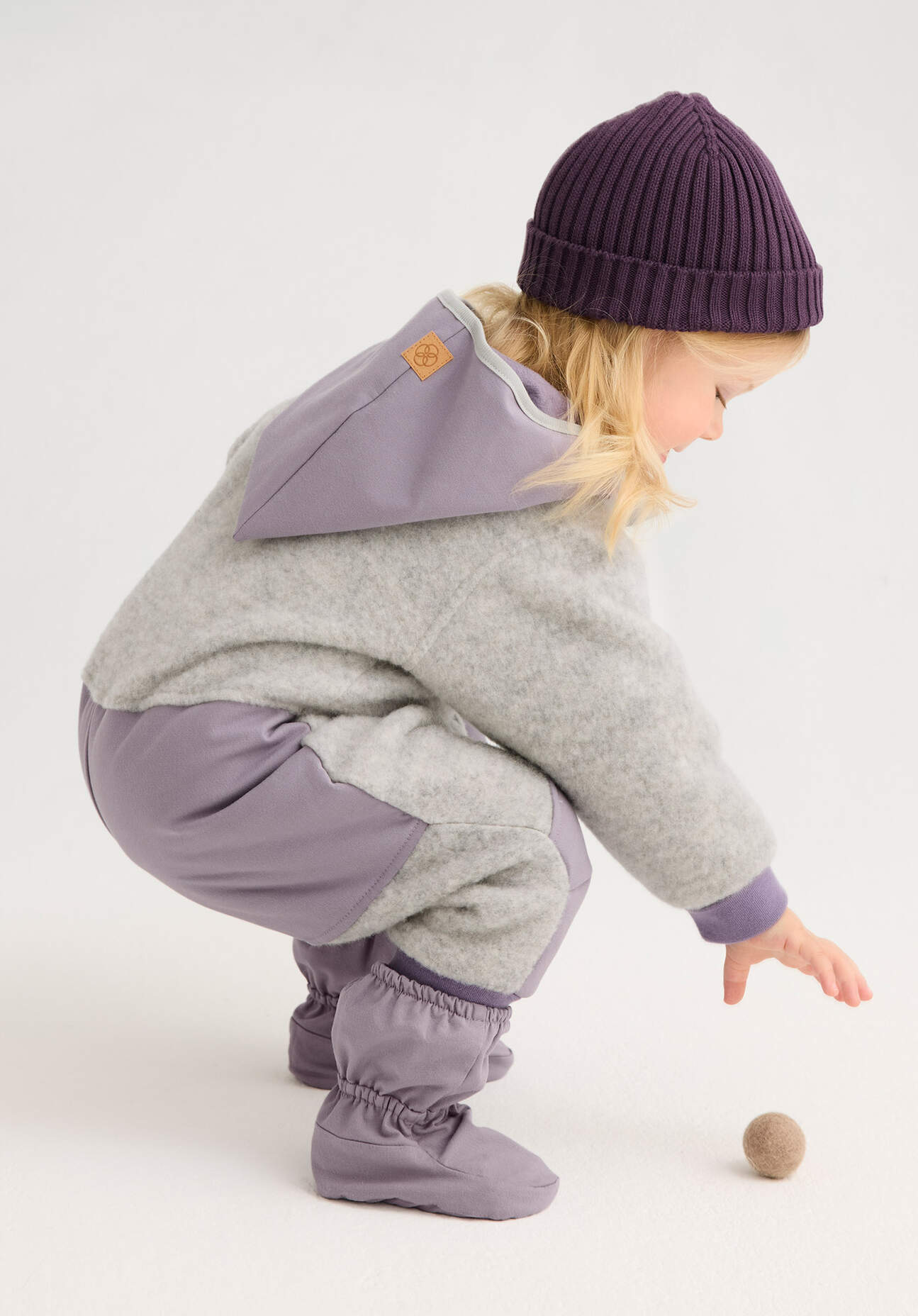 hessnatur Baby Softshell Schuhe aus Bio-Baumwolle - lila Grösse50/56