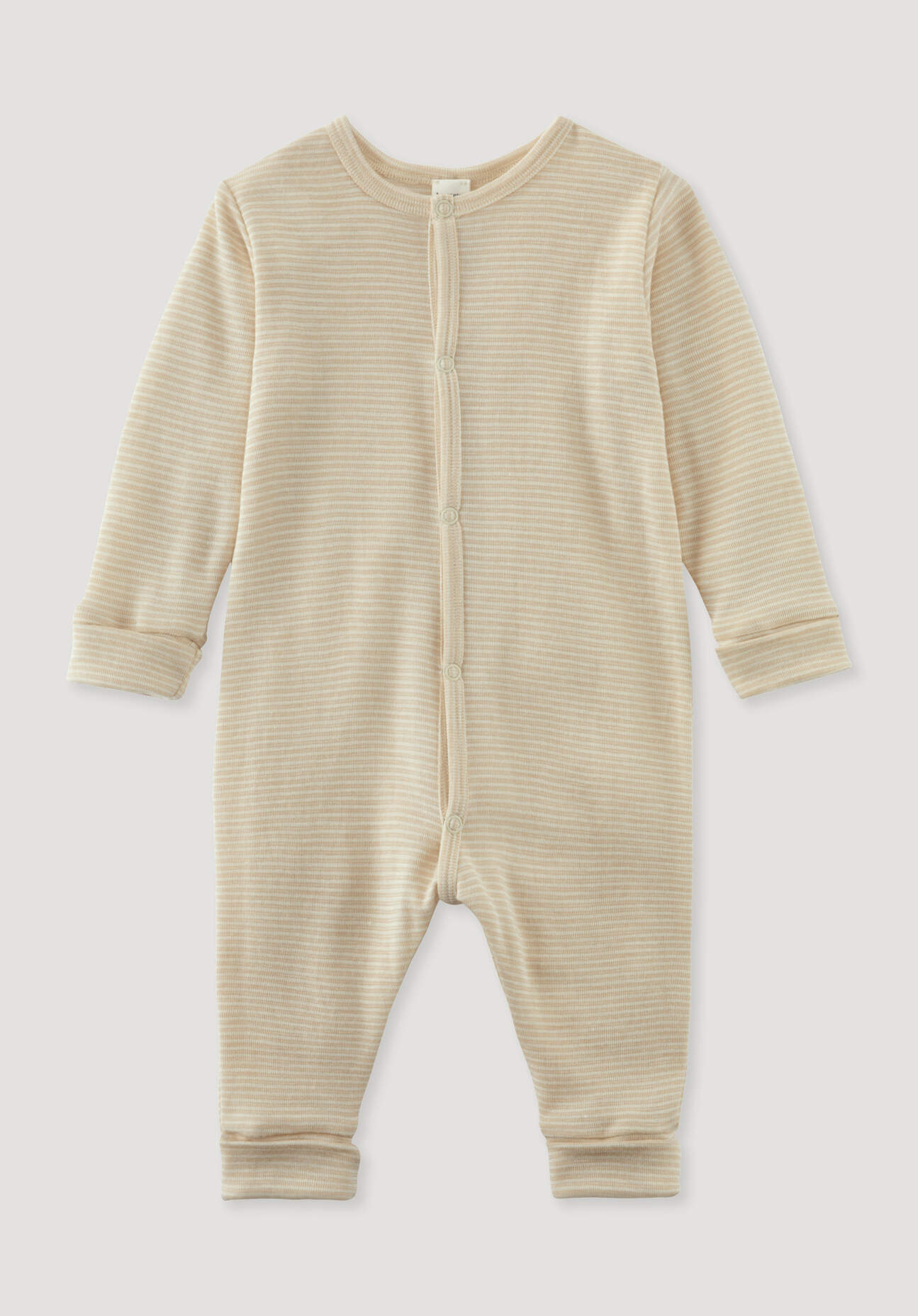 hessnatur Baby Schlafoverall aus Bio-Merinowolle mit Seide - beige Grösse62/68