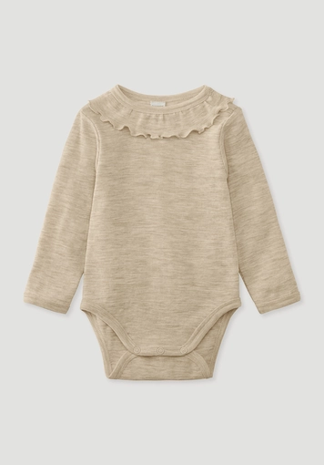 Langarmbody Pointelle aus reiner Bio-Merinowolle - 0