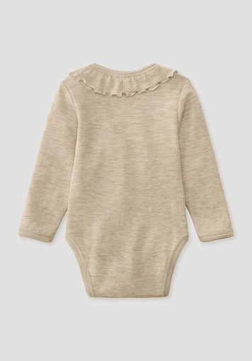 Long-sleeved bodysuit Pointelle made from pure organic merino wool - 1
