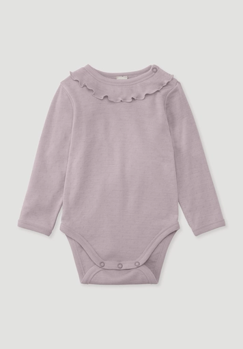 Long-sleeved bodysuit Pointelle made from pure organic merino wool Long-sleeved bodysuit Pointelle made from pure organic merino wool