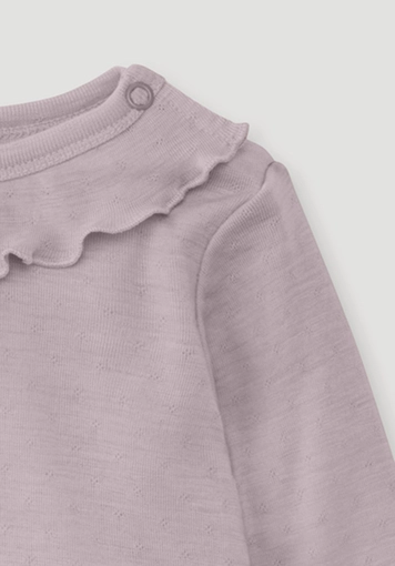 Long-sleeved bodysuit Pointelle made from pure organic merino wool - 2