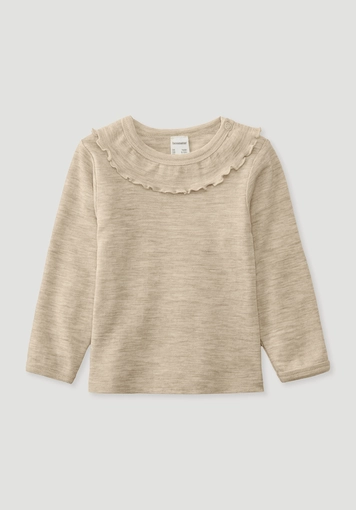 Langarmshirt Pointelle aus reiner Bio-Merinowolle - 0