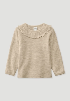 Long-sleeved shirt Pointelle made from pure organic merino wool