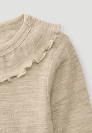 Long-sleeved shirt Pointelle made from pure organic merino wool - 2