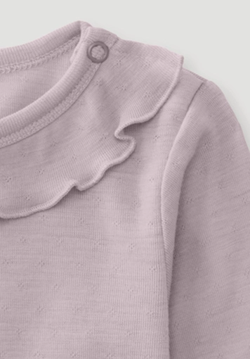 Long-sleeved shirt Pointelle made from pure organic merino wool - 2