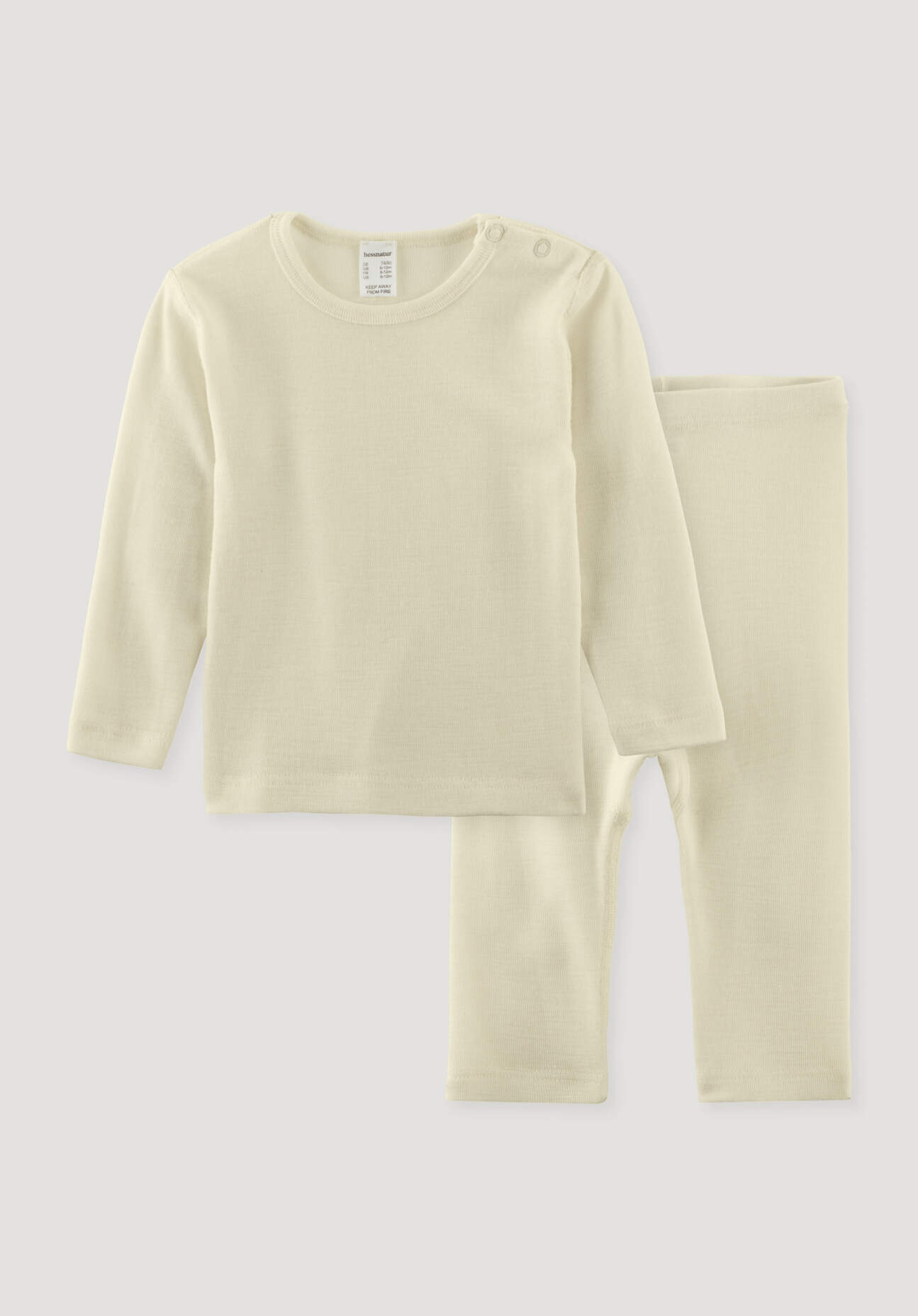 hessnatur Baby Unterwäsche-Set aus Bio-Merinowolle mit Seide - naturfarben Grösse74/80